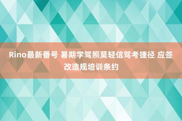 Rino最新番号 暑期学驾照莫轻信驾考捷径 应签改造规培训条约